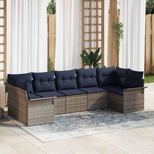 VidaXL Kerti Kanapé Szett párnával 7 pcs Szürke Poli rattan