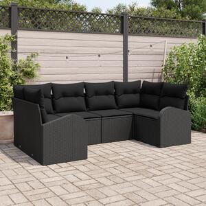 Kerti Kanapé Szett 6 db Fekete [Műanyag]: Poly Rattan