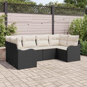 VidaXL Kerti Kanapé Szett tárolóval 6 pcs Fekete és fehér Poli rattan