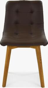 Tölgyfa szék sötétbarna bőrből