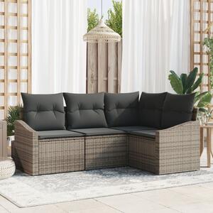 Kerti Kanapé Szett párnával tárolóval 4 pcs Szürke polirattan