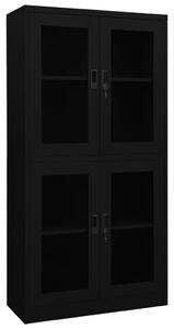 VidaXL fekete acél és edzett üveg irodai szekrény 90 x 40 x 180 cm