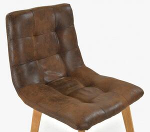 Tölgyfa szék - barna bőr imitáció