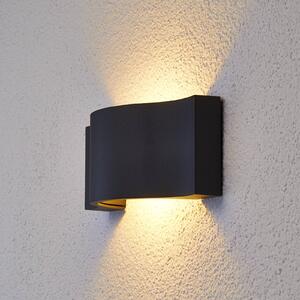 Lucande LED fali világítás Jace, antracit, fém, 28cm, IP54