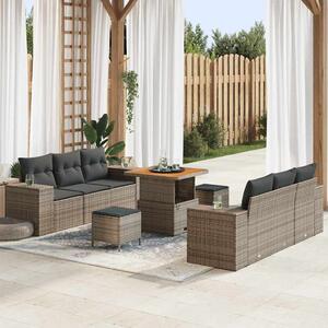 Kerti Kanapé Szett Szürke 221 x 204 x 85 cm Poly Rattan