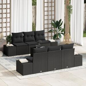Kerti Kanapé Szett párnával tárolóval 8 pcs Fekete polirattan