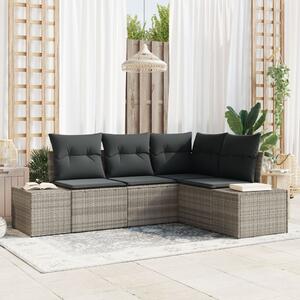 Kerti Kanapé Szett 4 pcs Világosszürke polirattan