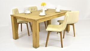 Masszív tölgyfa asztal és bőr székek