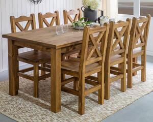 Ebédlőasztal és székek rusztikus stílusban