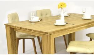 Masszív tölgyfa asztal és bőr székek