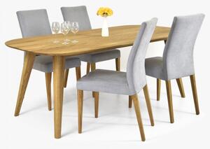 Tölgyfa asztal és modern étkezőszékek