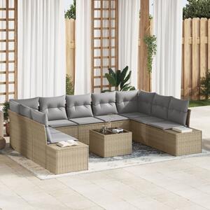 Kerti Kanapé Szett 9 pcs Beige és Világosszürke Polyrattan