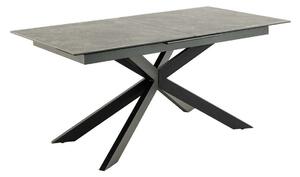 Asztal Oakland 903, Fekete, 76x90x168cm, Hosszabbíthatóság, Kerámia, Edzett üveg, Fém