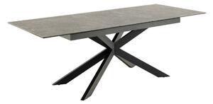 Asztal Oakland 903, Fekete, 76x90x168cm, Hosszabbíthatóság, Kerámia, Edzett üveg, Fém