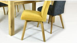 Tölgyfa asztal és sárga, szürke székek