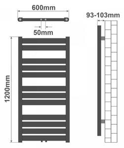 AQUAMARIN Fürdőszoba radiátor 1200 x 600 mm fekete