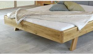 Tömör tölgyfa ágy, szürke anyag fejtámla - Marina 180 x 200 cm