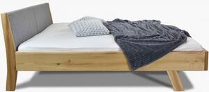 Tömör tölgyfa ágy, szürke anyag fejtámla - Marina 160 x 200 cm