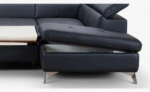 Sarok ülőgarnitúra - eredeti fekete bőr, lábakon álló, Pear Jobb sarok