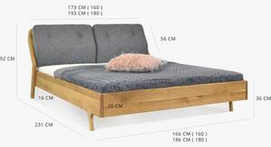 Luxus tölgy ágy, magasított lábakkal, Milenium 160 x 200