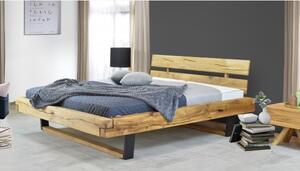 Modern ágy tömör tölgyfából - fém lábak, Laura 160 x 200