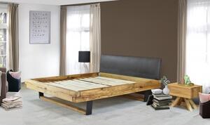 Modern tömör tölgyfa ágy - fém lábak, Laura 160 x 200