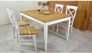 Tömörfa asztal tölgy + fehér, Tomino