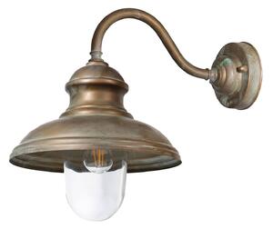 Moretti Luce Little Mill 3351 kültéri fali lámpa, antik sárgaréz, tiszta üveg, dimmelhető, Bronz / antik sárgaréz, Sárgaréz, Antik