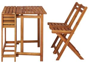 SENUFO kerti asztal ládával és 2 székkel