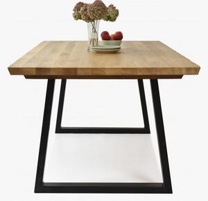 Luxus tömörfa étkezőasztal - fekete fém lábak Torino 180 x 90 cm