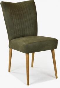 Elegáns szék Valencia - lekerekített tölgyfa lábak, oliva zöld