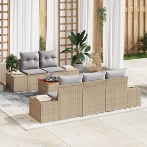 Kerti Kanapé Szett 6 pcs Beige és Világosszürke polirattan