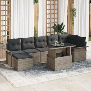 Kerti Kanapé Szett párnával 8 pcs Szürke Poli rattan