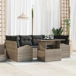 Kerti Kanapé Szett párnával 7 pcs Szürke Poli rattan
