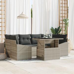 Kerti Kanapé Szett tárolóval 7 pcs Világosszürke Poli rattan