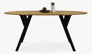 Ovális tölgyfa asztal, fekete lábak Mak 180 x 90 cm