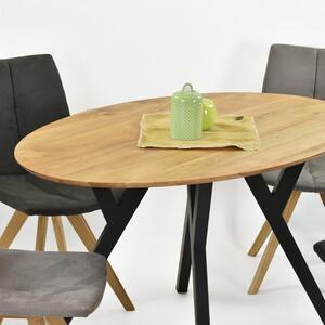 Ovális tölgyfa asztal, fekete lábak Mak 140 x 90 cm