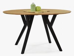 Ovális tölgyfa asztal, fekete lábak Mak 160 x 90 cm
