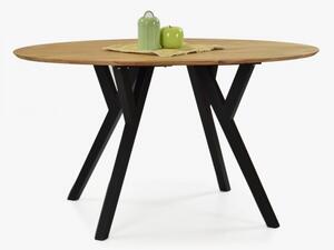 Ovális tölgyfa asztal, fekete lábak Mak 160 x 90 cm