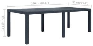 VidaXL antracit rattan hatású műanyag kerti asztal 220 x 90 x 72 cm