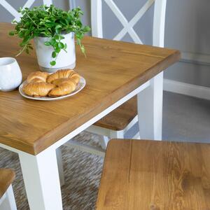 Fából készült Provenance étkezőasztal fehér barna 140 x 80 cm, Lille