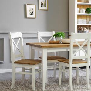Fából készült Provenance étkezőasztal fehér barna 140 x 80 cm, Lille