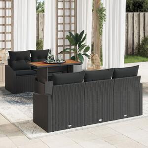 Kerti Kanapé Szett tárolóval 6 pcs Fekete Poli rattan
