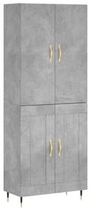 Betonszürke szerelt fa magasszekrény 69,5 x 34 x 180 cm