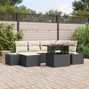 Kerti Kanapé Szett 7 db Fekete és Krém
