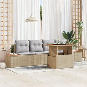 Kerti kanapé szett 5 darabos Bézs Rattan Modern Kerti kanapé