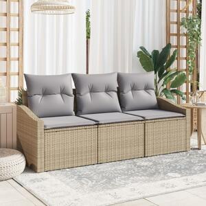 Kerti Kanapé Szett 3 pcs Beige és Világosszürke polirattan
