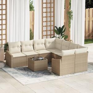 Kanapé Szett párnával tárolóval 9 pcs Beige és krém polirattan