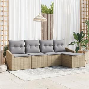 Kanapé Szett párnával 5 pcs Beige és Világosszürke polirattan
