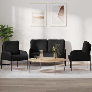 VidaXL Ülőgarnitúrák párnával 3 pcs Fekete 115 x 56 x 80 cm Furnér